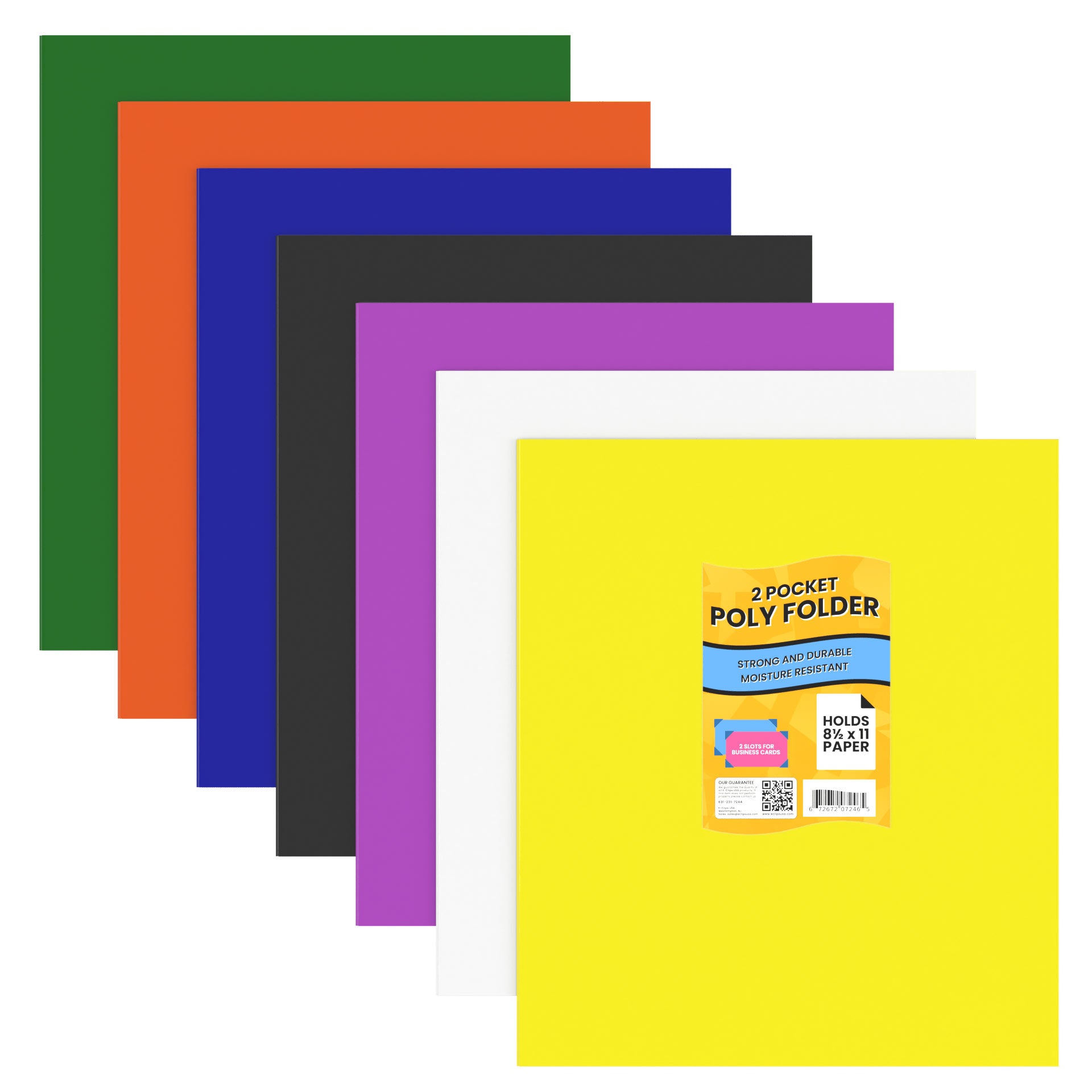 Wholesale 2 Pocket Folders -Durable Poly Construction - Assorted Colors - Bulk Case of 48 Folders