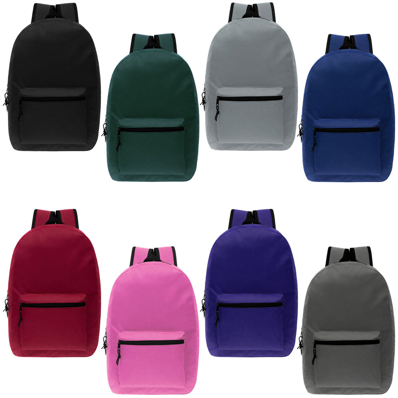 24 pack wholesale 17 inch backpacks 8 colors