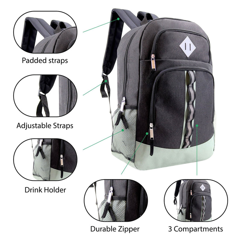 Bulk Case of 12 18" Black Backpacks and 12 Winter Gloves & Hats - Wholesale Care Package - Emergencies, Homeless, Charity