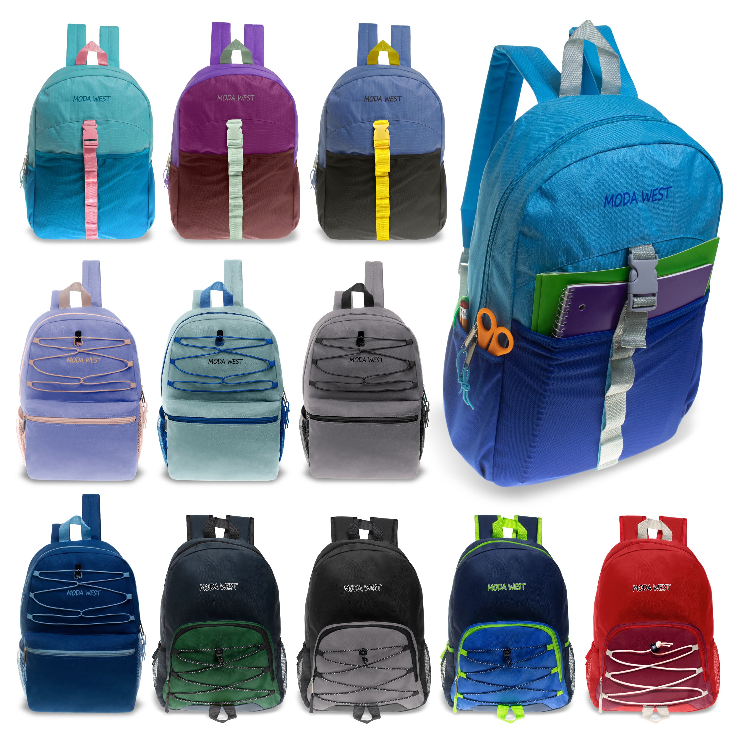 wholesale 17 inch backpacks in 3 different styles