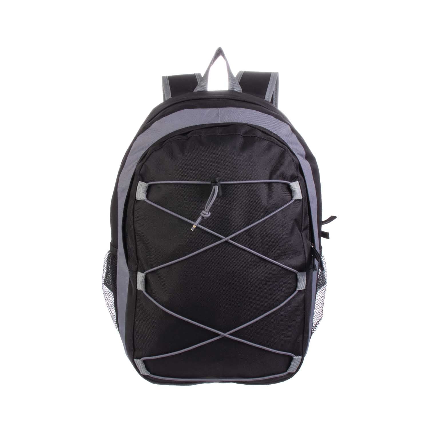 Black Back to School Wholesale Bungee Backpacks