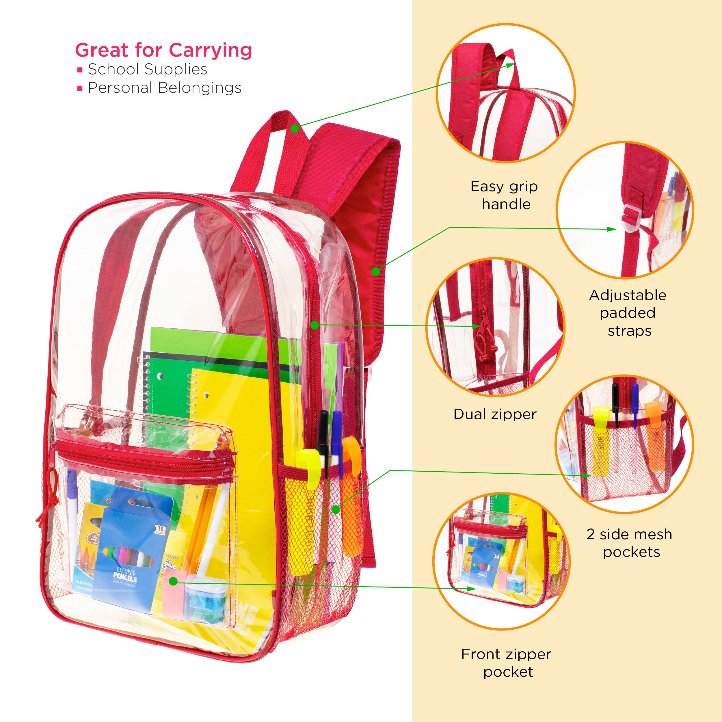 Clear Wholesale School Backpacks for Boys and Girls