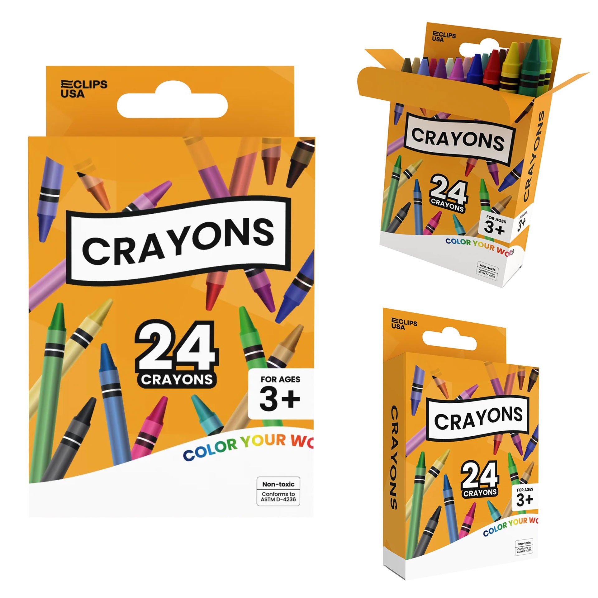 24 Pack of Wholesale Crayons for School Kids - Bulk Case of 48 Packs - Total of 1152 Crayons