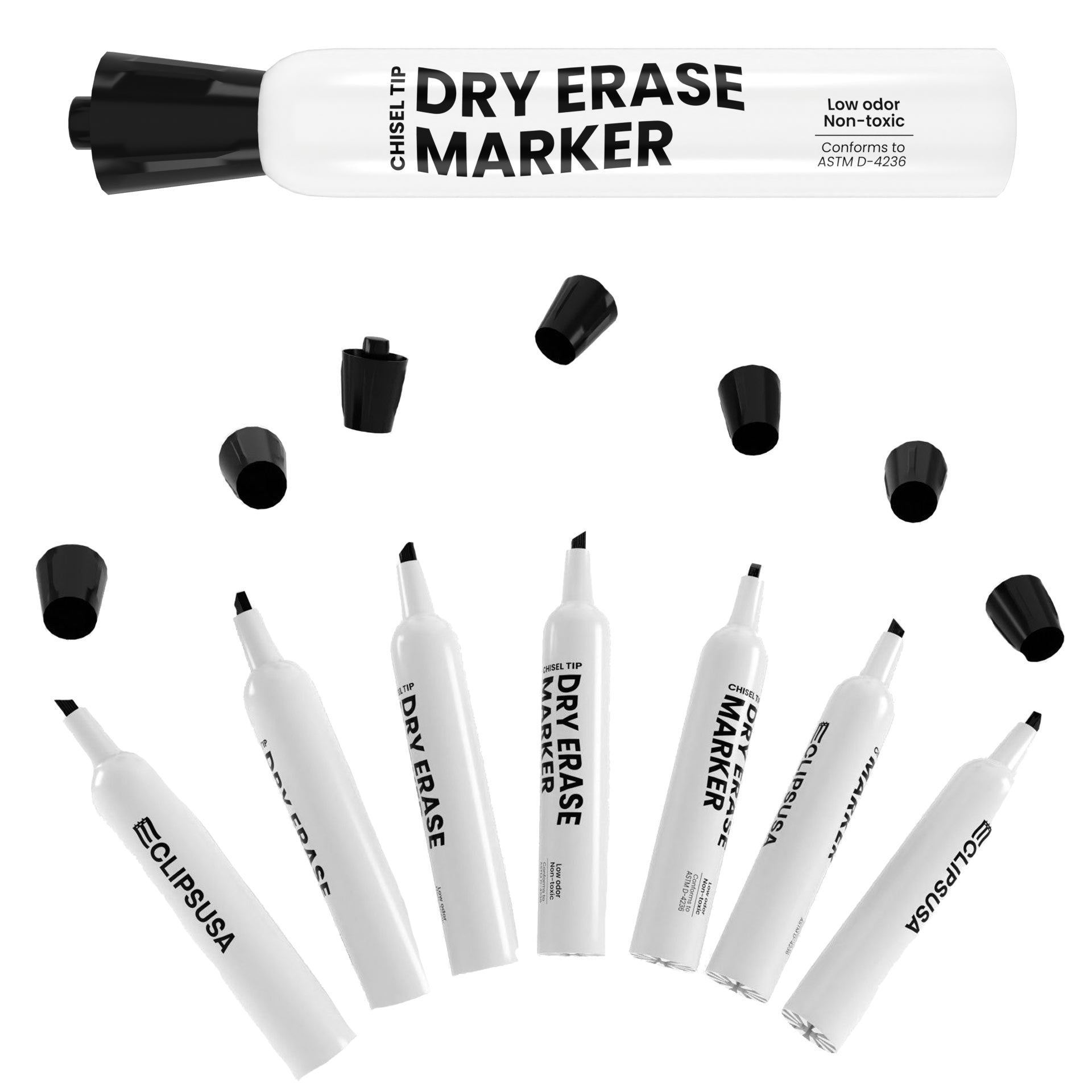 Black Wholesale Dry Erase Markers with a Chisel Tip - Low Odor - Bulk Case of 250 Markers