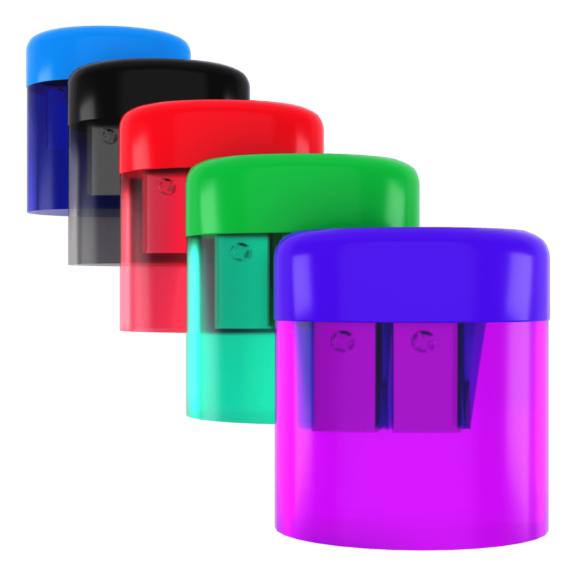 Double Hole Wholesale Pencil Sharpeners in Assorted Colors - Bulk Case of 500 Sharpeners