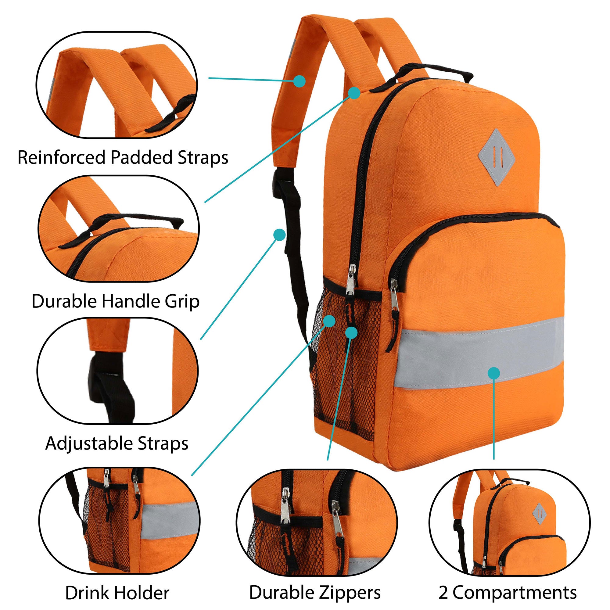 Bulk Case of 12 Reflective Backpacks & 12 Hygiene Kits - Wholesale Care Package - Disaster Relief Kit, Homeless, Charity