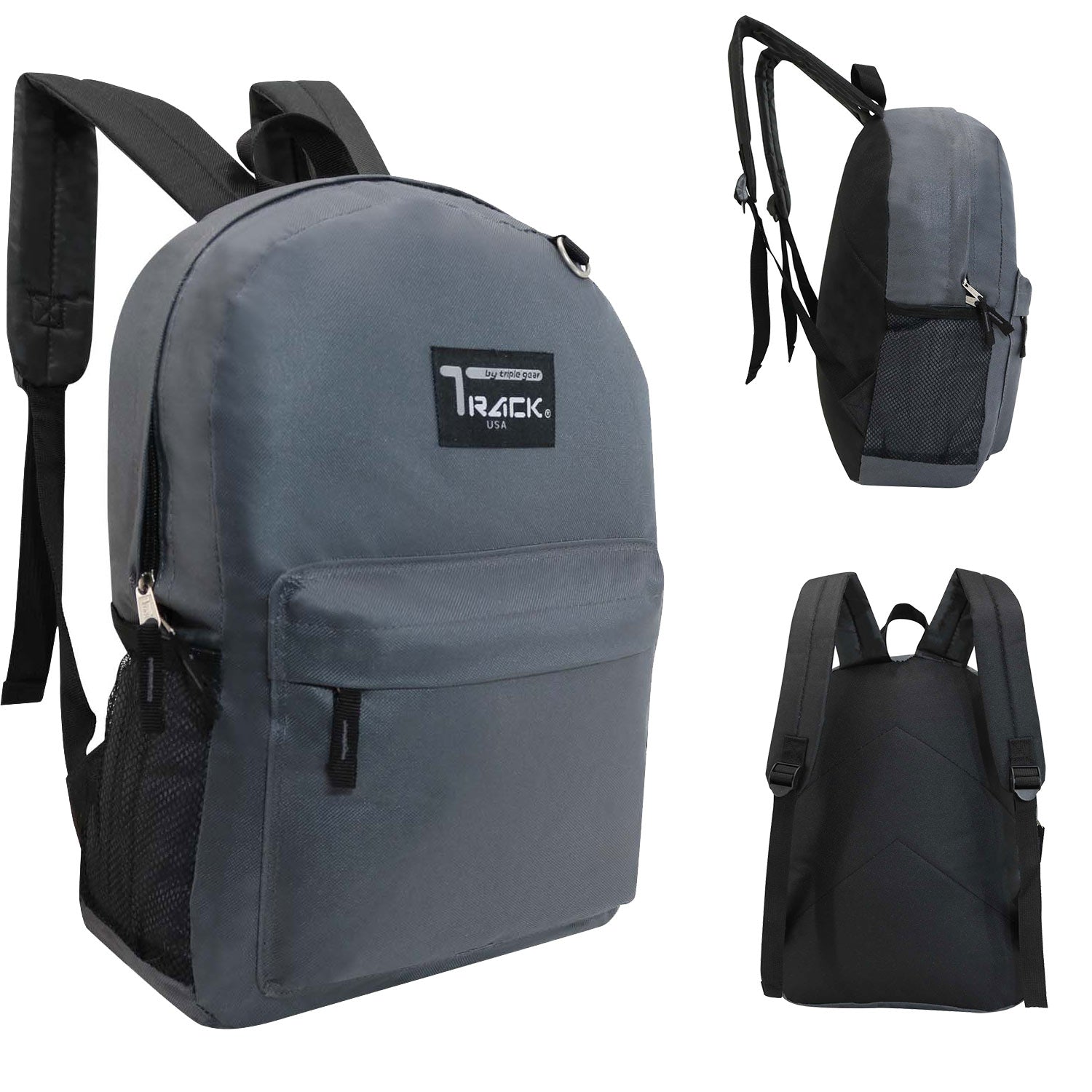 charcoal grey gray wholesale backpacks in bulk for school kids