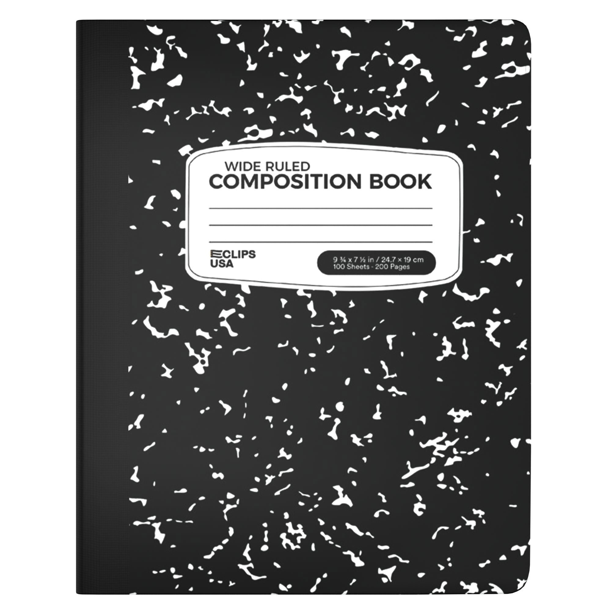 Wide Ruled  Wholesale Composition Notebooks in Black - Bulk Case of 48 Notebooks