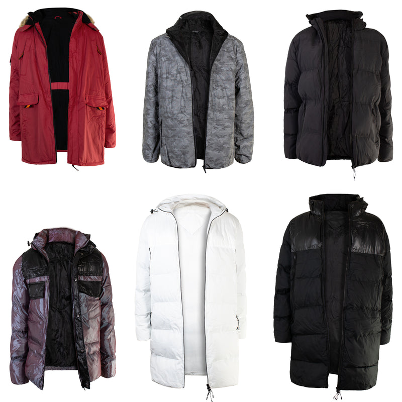 Men's Wholesale Coats in Assorted Styles & Sizes - Bulk Case of 18 Jackets