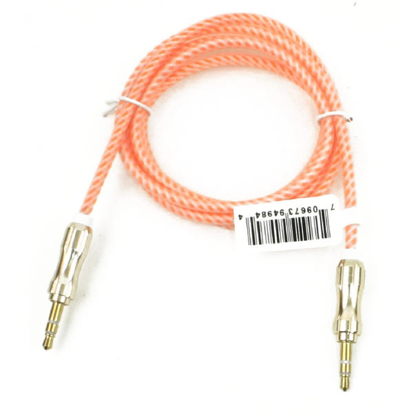 Wholesale 3ft Long Round Auxiliary Cable in 7 Assorted Colors - Bulk Case of 48 Cords - 4984-48