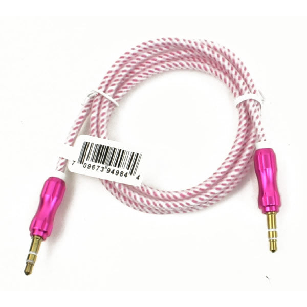 Wholesale 3ft Long Round Auxiliary Cable in 7 Assorted Colors - Bulk Case of 48 Cords - 4984-48