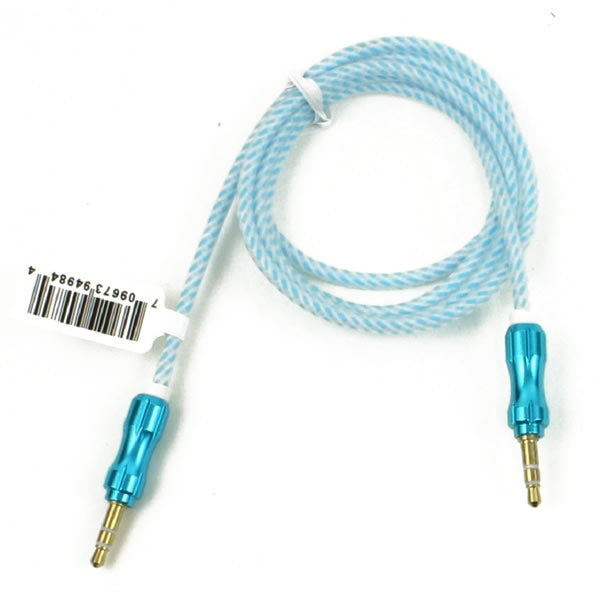 Wholesale 3ft Long Round Auxiliary Cable in 7 Assorted Colors - Bulk Case of 48 Cords - 4984-48
