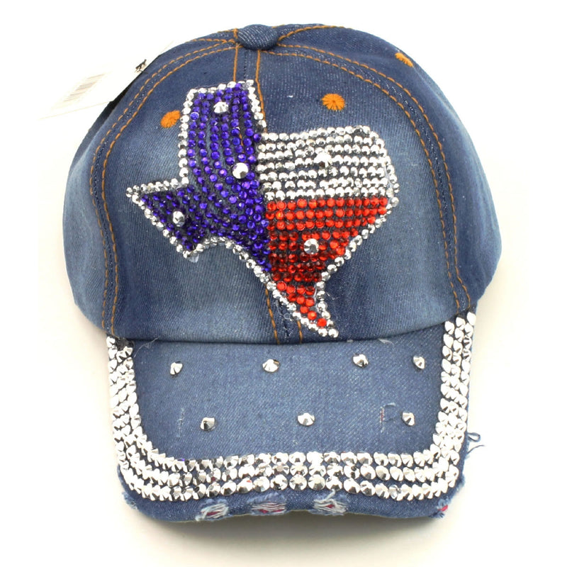 Wholesale Bling State of Texas Denim Hat in Assorted Colors - 2096-120
