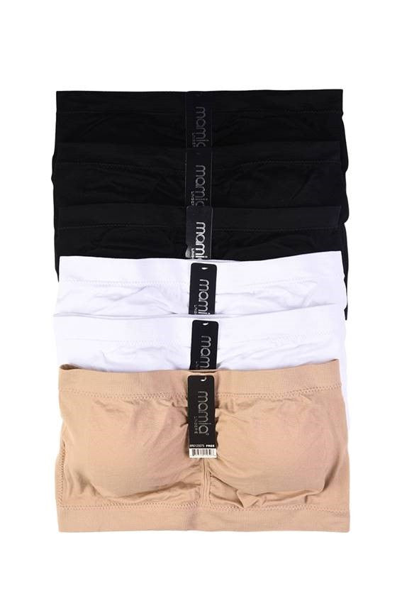 Wholesale Women's Seamless Tube Top Bras - One Size Fits Most in 3 Assorted Colors - Bulk Case of 24 - 0123TTB-ASST-24