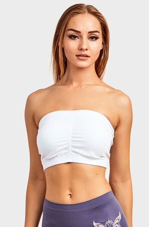 Wholesale Women's Seamless Tube Top Bras - One Size Fits Most in 3 Assorted Colors - Bulk Case of 24 - 0123TTB-ASST-24