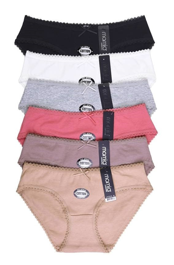 Wholesale Women's Cotton Bikini Panties Size Large in 6 Assorted Colors - Bulk Case of 24 - 1701LP-L-ASST-24