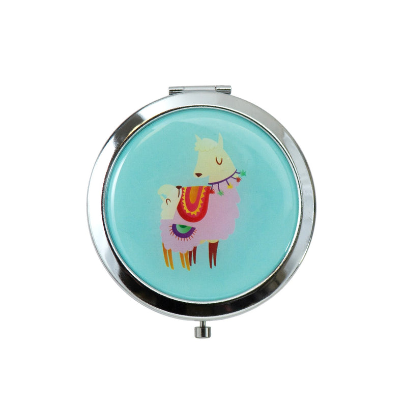 Wholesale Round Cosmetic Mirror in Assorted Alpaca Prints - Bulk Case of 48 - 801-ALPACA-48