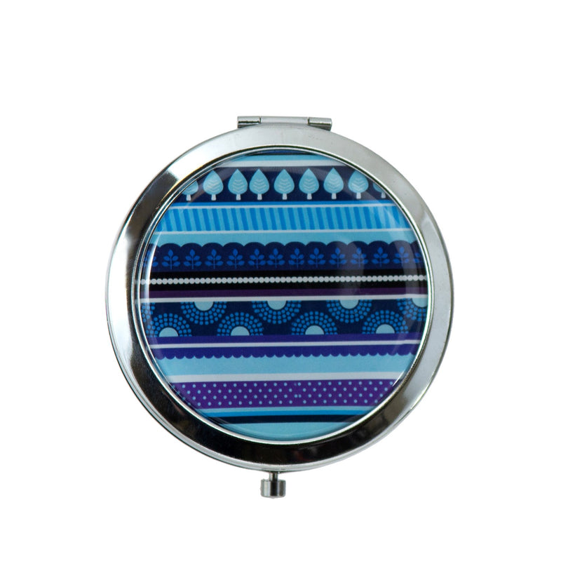 Wholesale Round Cosmetic Mirror in Assorted Tribal Prints - Bulk Case of 48 - 801-TRIBAL-48