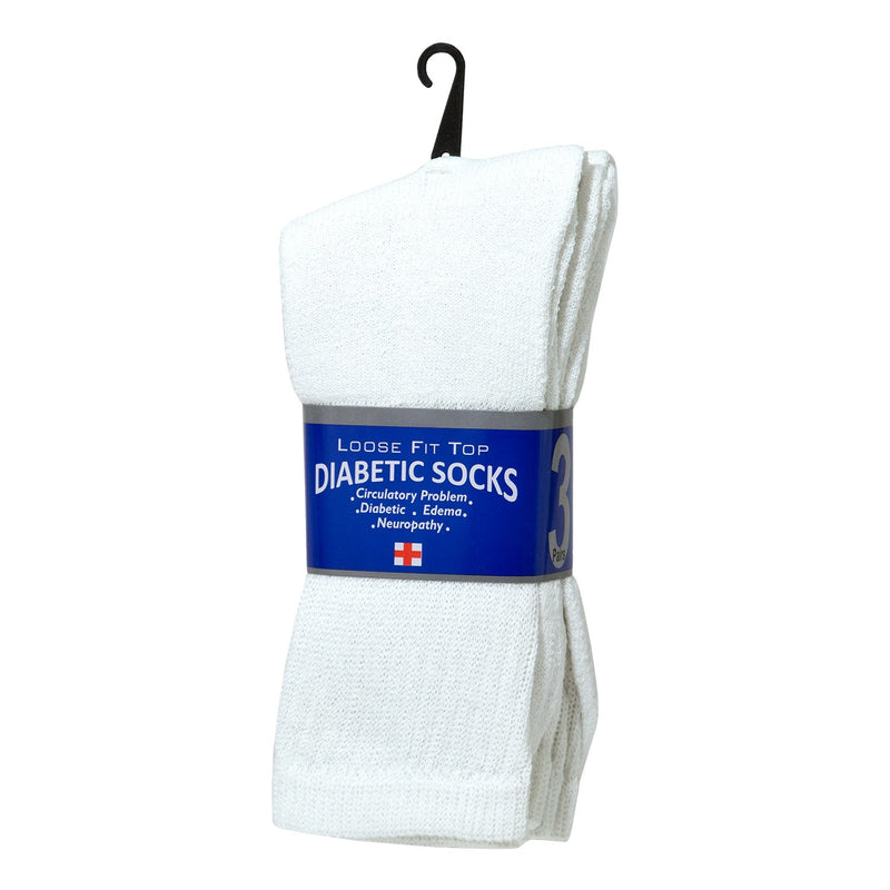 Crew Loose Fit Diabetic Wholesale Socks Size 10-13 in White - Bulk Case of 120 Pairs