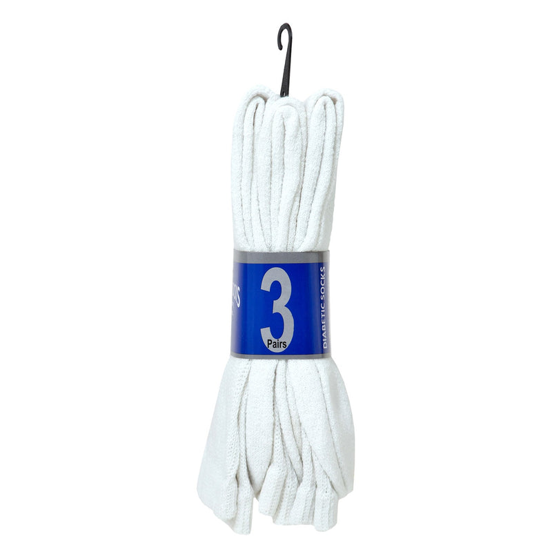 Crew Loose Fit Diabetic Wholesale Socks Size 10-13 in White - Bulk Case of 120 Pairs