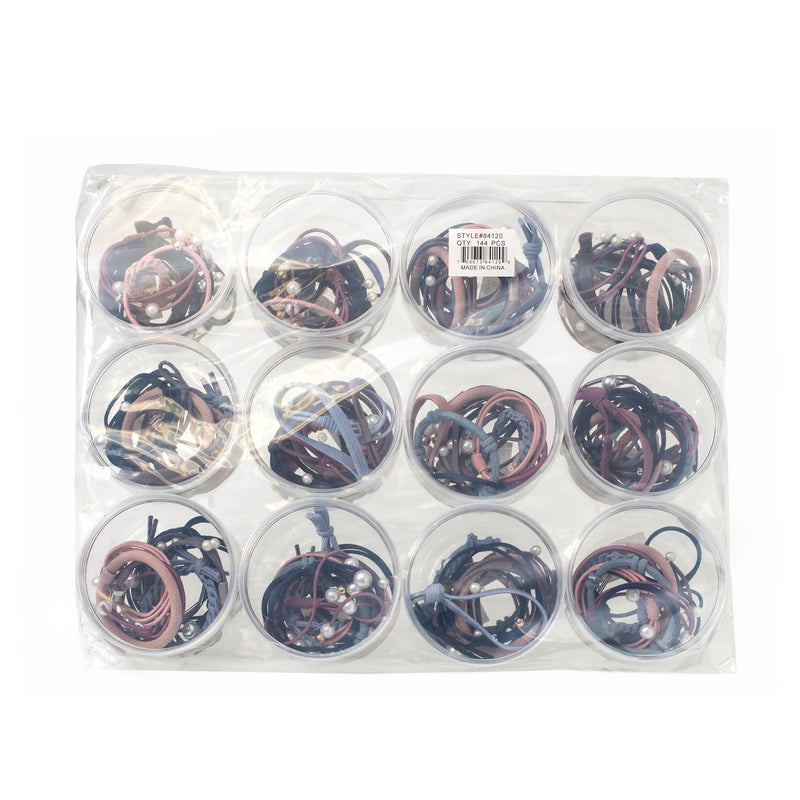12 Piece Assorted Bulk Hair Ties in Jar - Wholesale Case of 24 - 84120-24