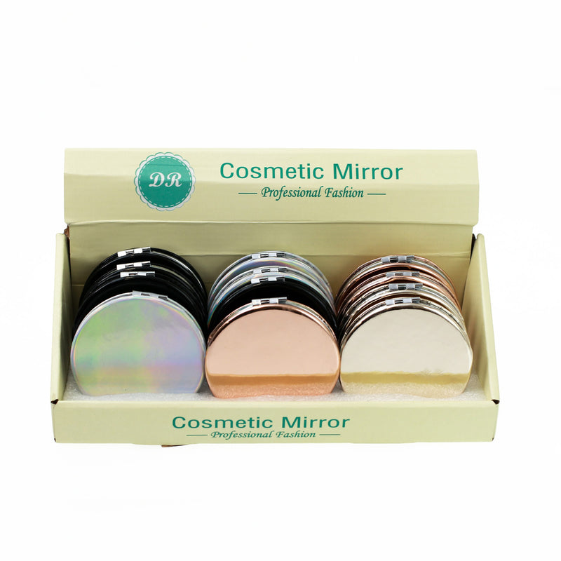 Round Cosmetic Bulk Mirrors in Assorted Iridescent Colors - Wholesale Case of 48 - 803-IRIDESCENT-48