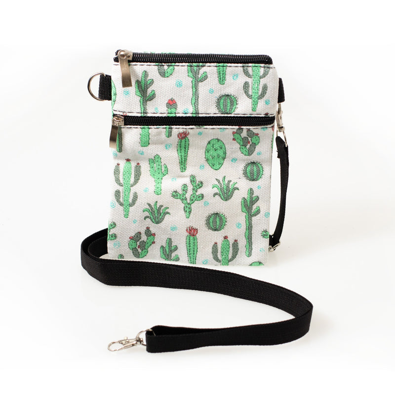 7" Bulk Crossbody Bags 3 in 1 with 2 Zippered Pockets in 4 Assorted Prints - Wholesale Case of 24 - 2390-PRINTED-24