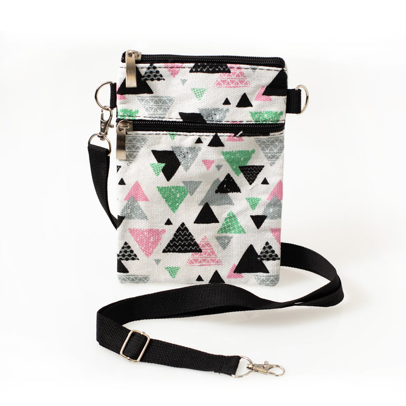 7" Bulk Crossbody Bags 3 in 1 with 2 Zippered Pockets in 4 Assorted Prints - Wholesale Case of 24 - 2390-PRINTED-24