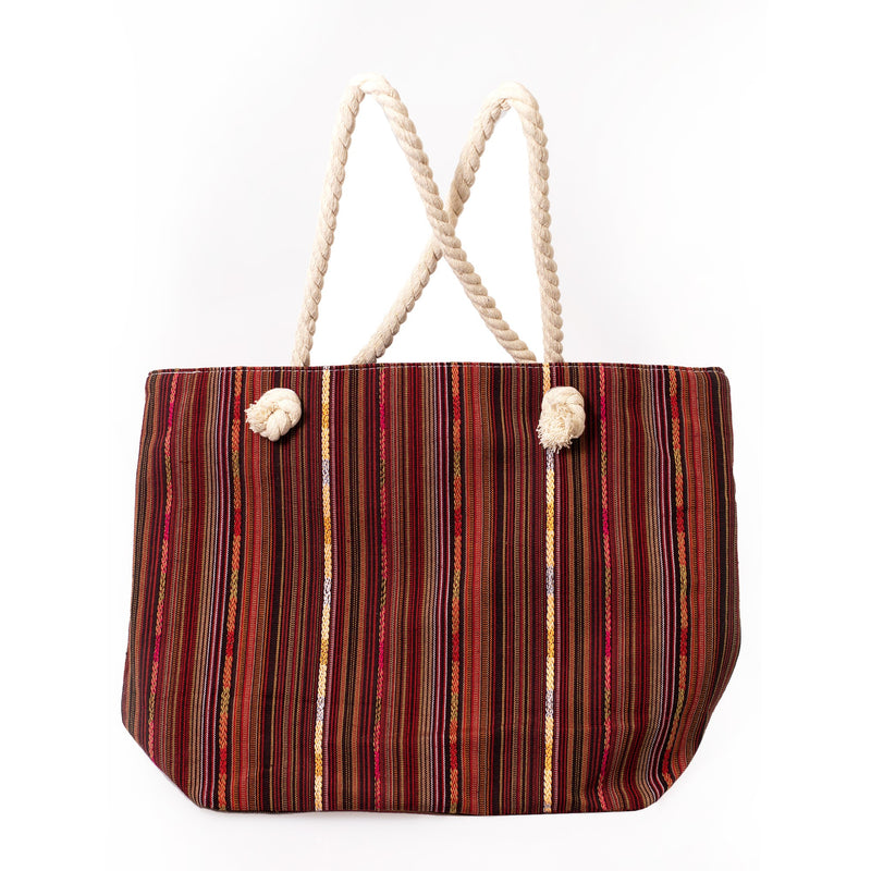 Large Rope Handle Jute Tapestry Bulk Tote Bags in 3 Assorted Styles - Wholesale case of 24 - 334-24