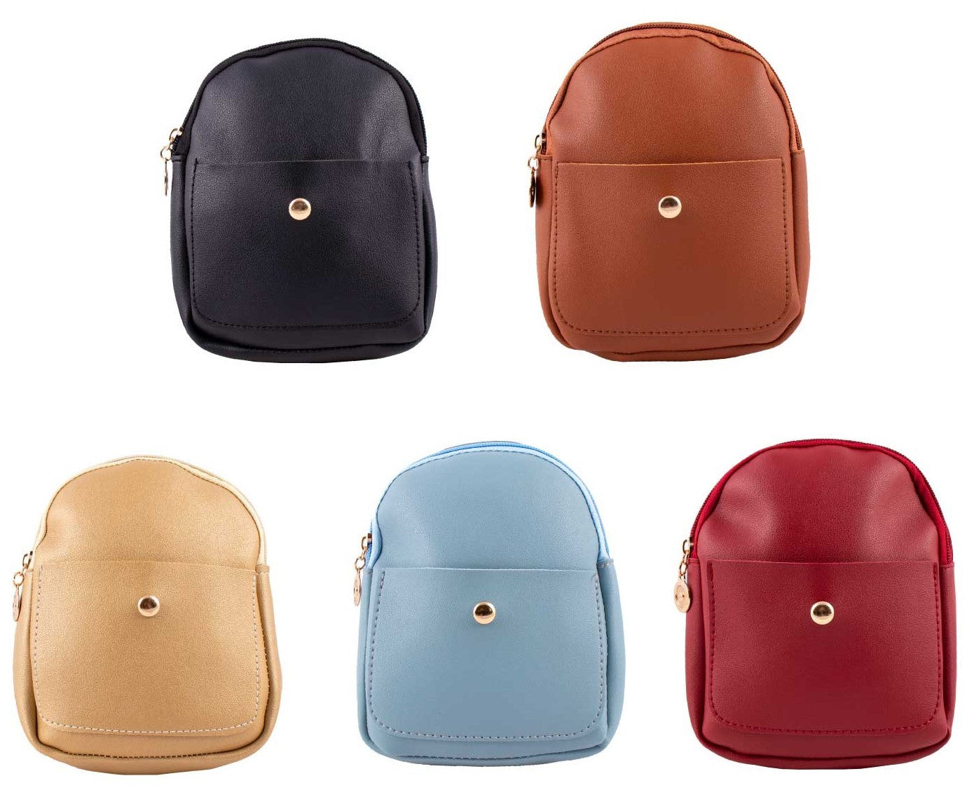 7" Wholesale Backpacks Mini Leather Fashion Purse in 4 Assorted Colors - Bulk Case of 24 - 9816-24