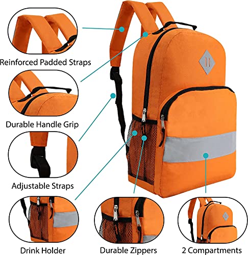 24 pack 17" Reflective Wholesale Backpack in Assorted Colors - Bulk Case of 24