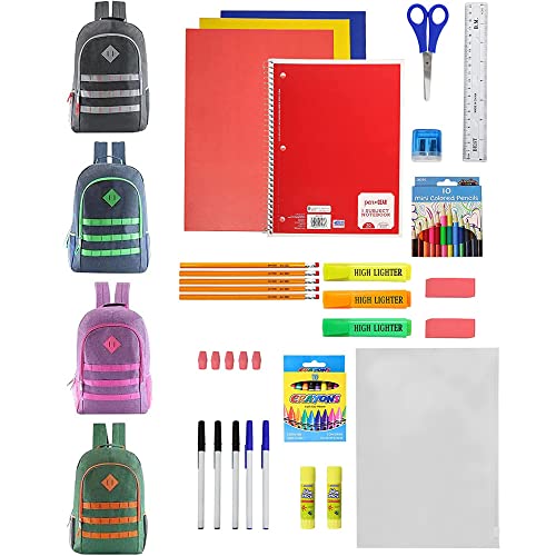 52 Piece Wholesale Deluxe School Supply Kit With 19" Backpack - Bulk Case of 6 Backpacks and Kits