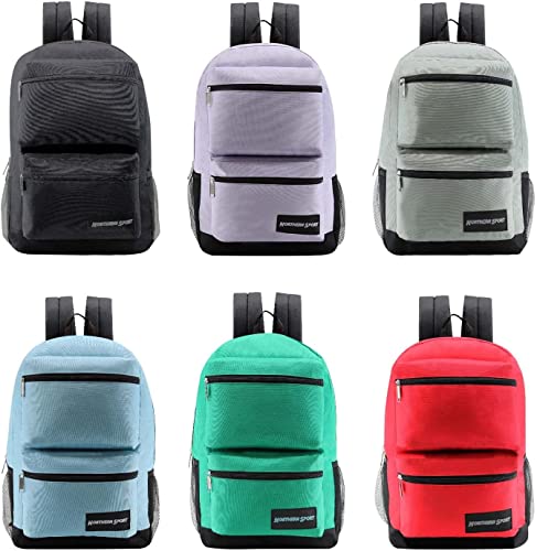 24 Pack of 17" Deluxe Wholesale Backpack in Assorted Colors - Bulk Case of 24