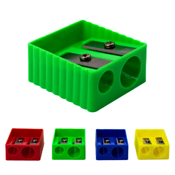 4 Pack Colored Pencil Sharpeners With Lid – Dual Hole Manual Sharpeners For Kids & Students, Mess-Free Case
