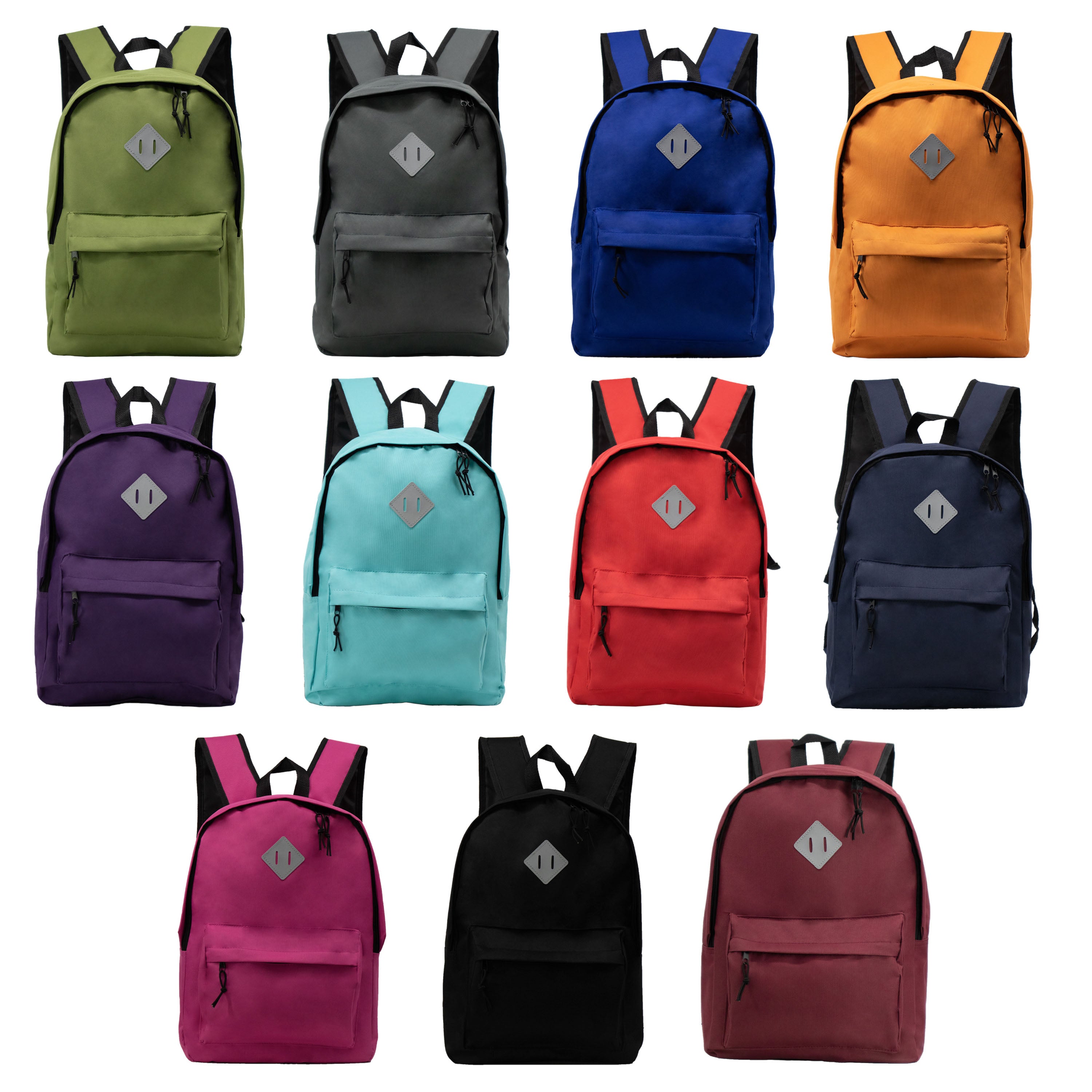 17" Deluxe Wholesale Backpack in Assorted Colors - Bulk Case of 24