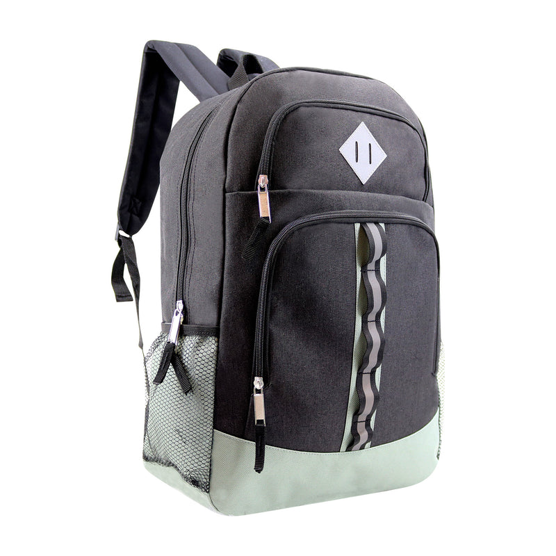 18" Deluxe Wholesale Backpack in Black- Bulk Case of 24