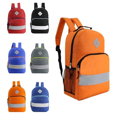 17" Reflective Wholesale Backpack in 6 Colors - Bulk Case of 24