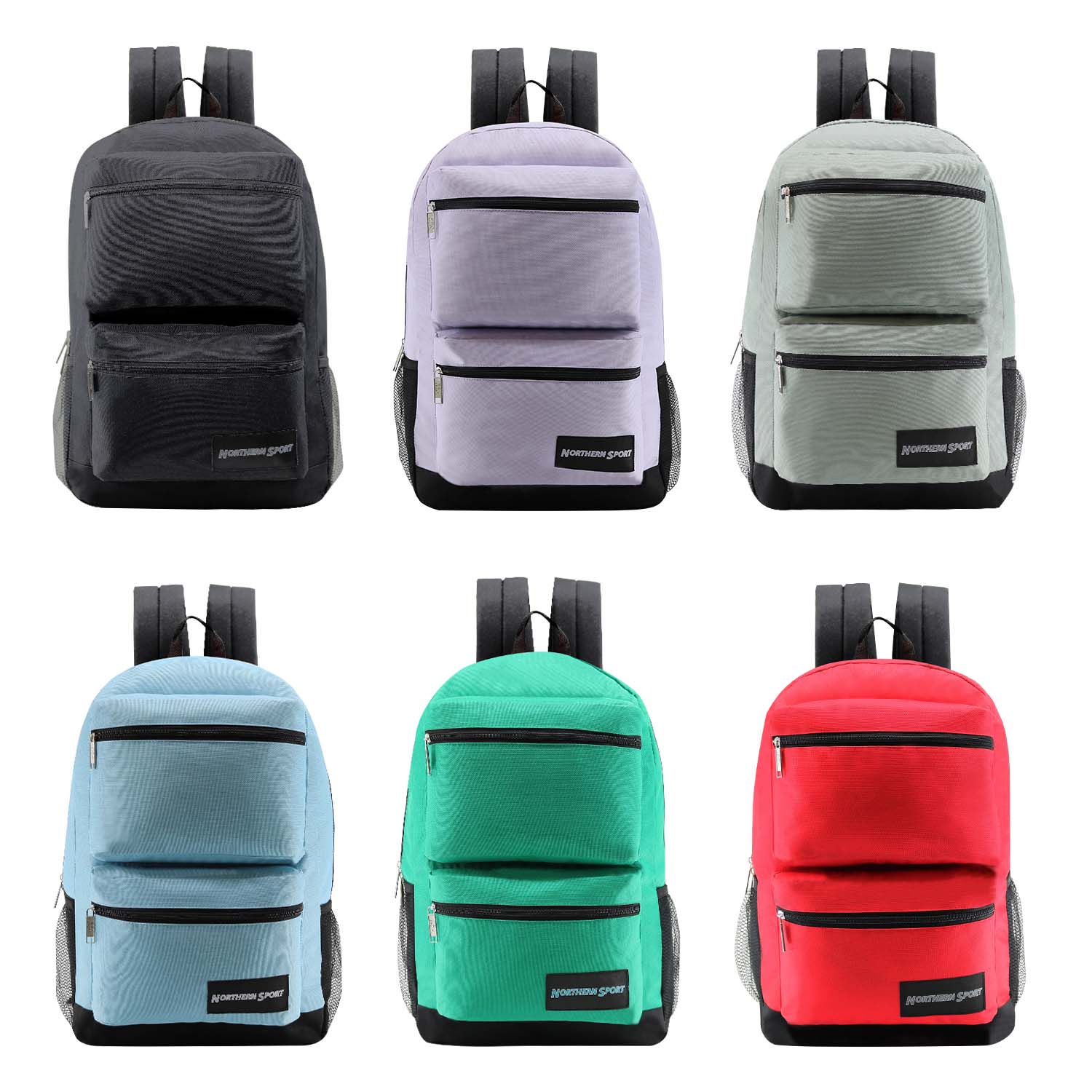 17" Deluxe Wholesale Backpack in Assorted Colors- Bulk Case of 24