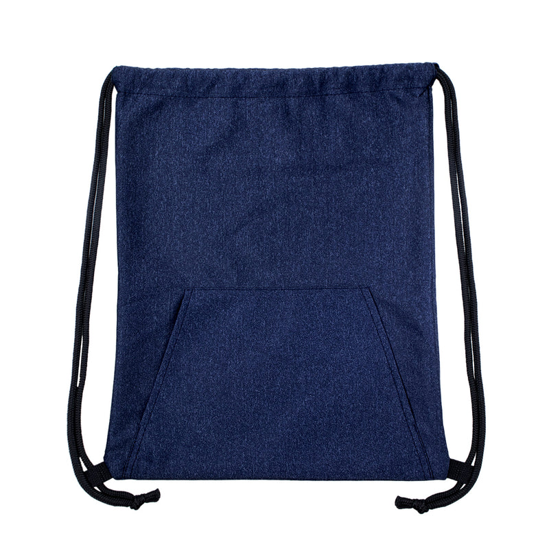 16" Stretchy Drawstring Wholesale Backpack in Navy Blue - Bulk Case of 50