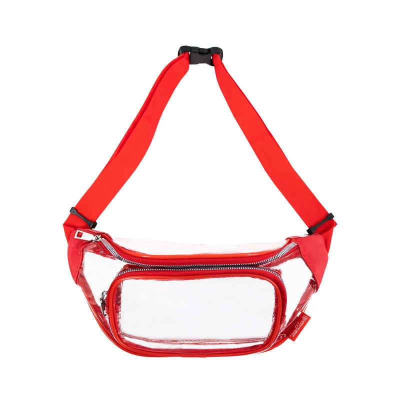 CLEARANCE CLEAR FANNY PACKS (CASE OF 24 - $2.50 / PIECE) - Transparent Wholesale Fanny Packs Assorted Colors SKU: F107-ASST-24
