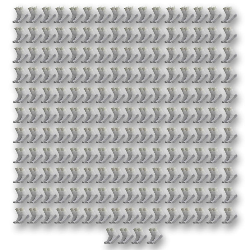 180 Pairs - Ankle Bulk Socks Athletic Size 10-13 in White with Grey - Wholesale Case of 180 Mens Socks