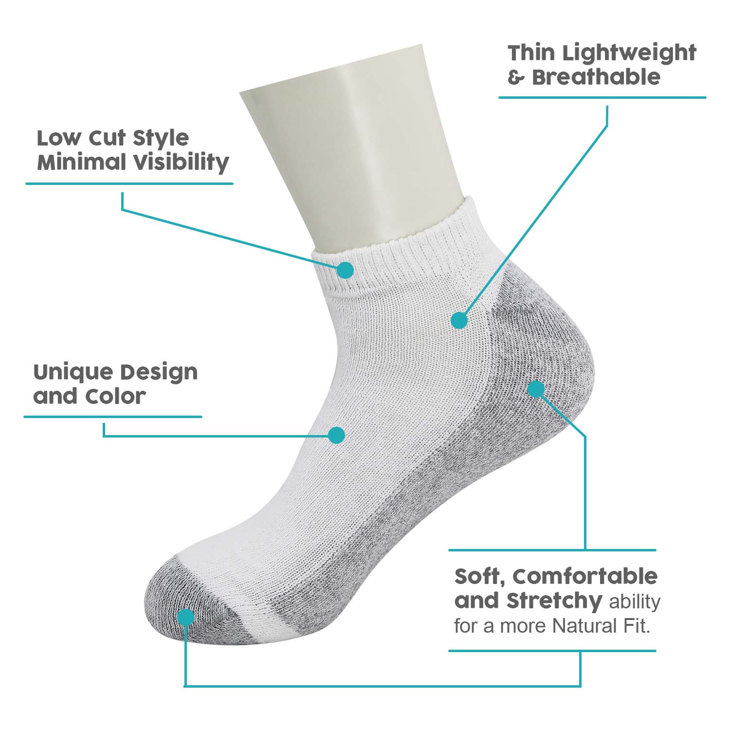 Men's Ankle Wholesale Socks, Size 10-13 in White - Bulk Case Of 96 Pairs