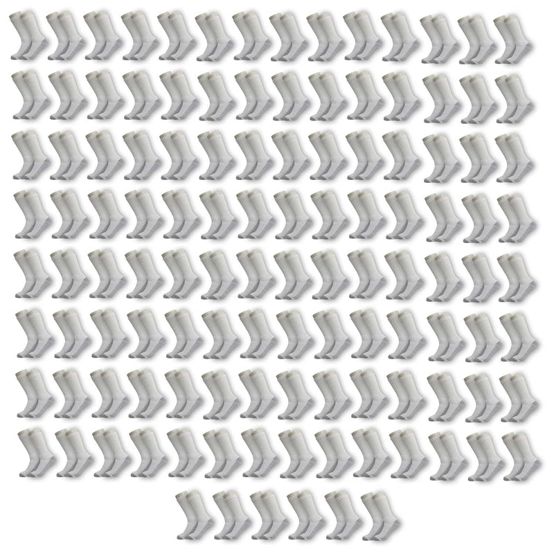 Wholesale Socks Unisex Crew Cut Athletic Size 10-13 in White with Grey - Bulk Case of 120 Pairs