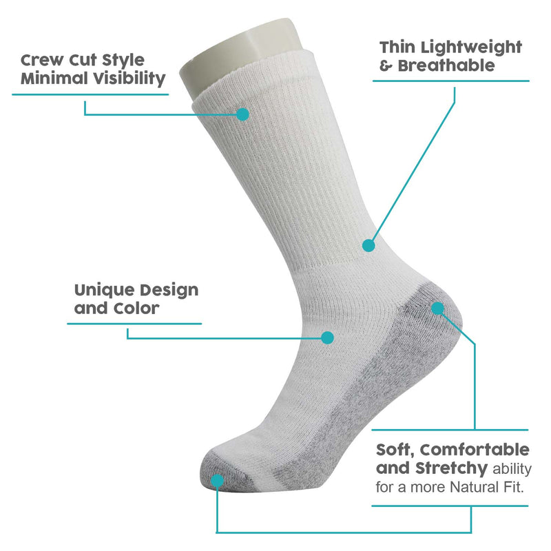 Wholesale Socks Unisex Crew Cut Athletic Size 10-13 in White with Grey - Bulk Case of 120 Pairs