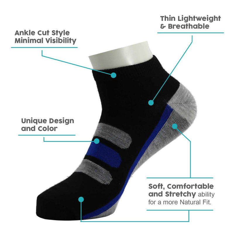 144 Pairs - Wholesale Ankle Bulk Socks - Fits Sizes 10-13- Assorted Colors/Patterns
