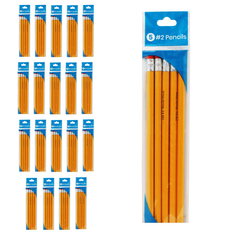 5 Pack of Unsharpened Wood Pencils - Bulk School Supplies Wholesale Case of 96 Pack of 5 Pencils Each