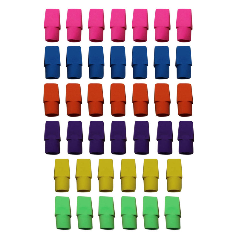 40 Pack of Colored Pencil Cap Erasers - Bulk School Supplies Wholesale Case of 48 Packs of Colored Pencil Cap Erasers