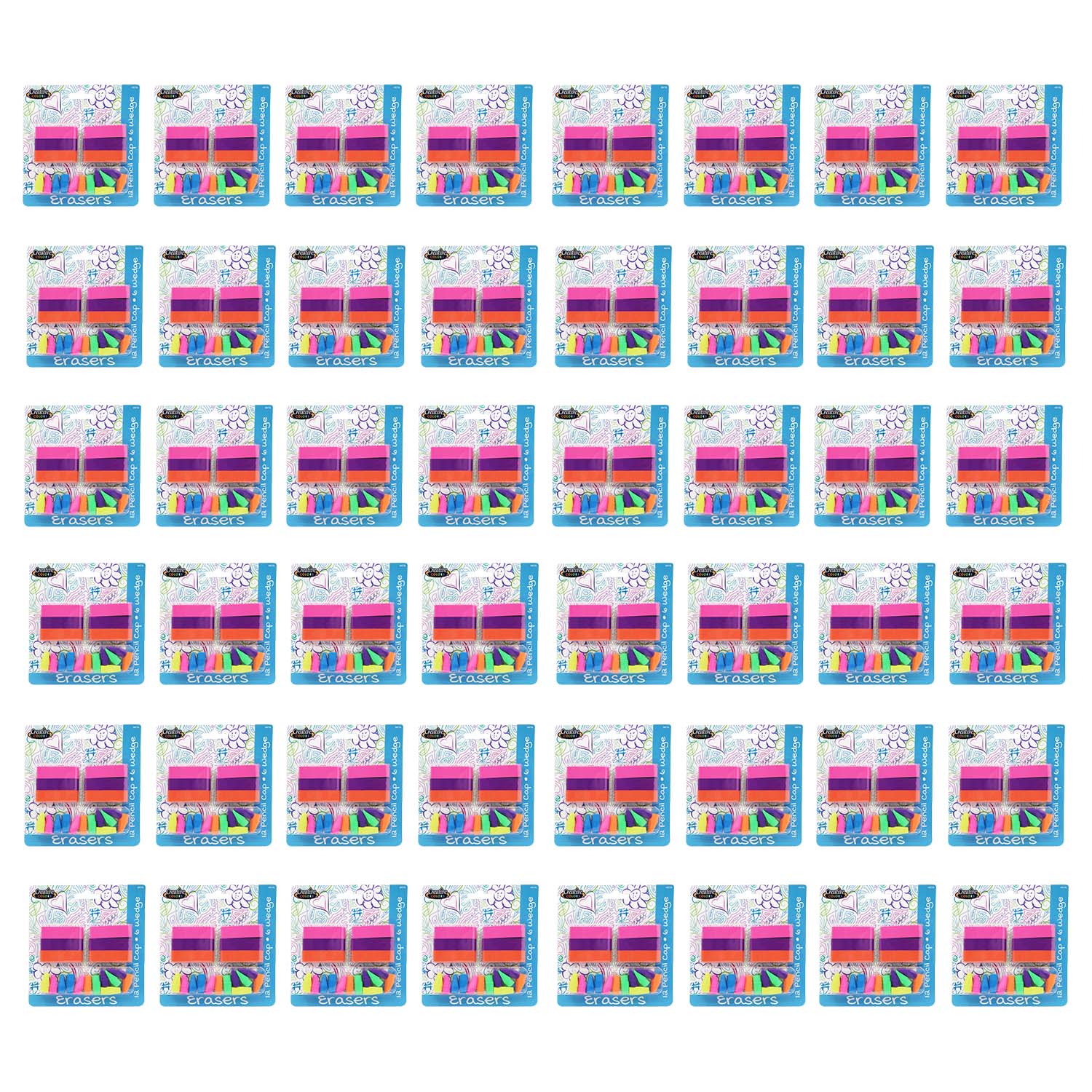 18 Pack Eraser Set - Bulk School Supplies Wholesale Case of 48- 18 Packs of Erasers