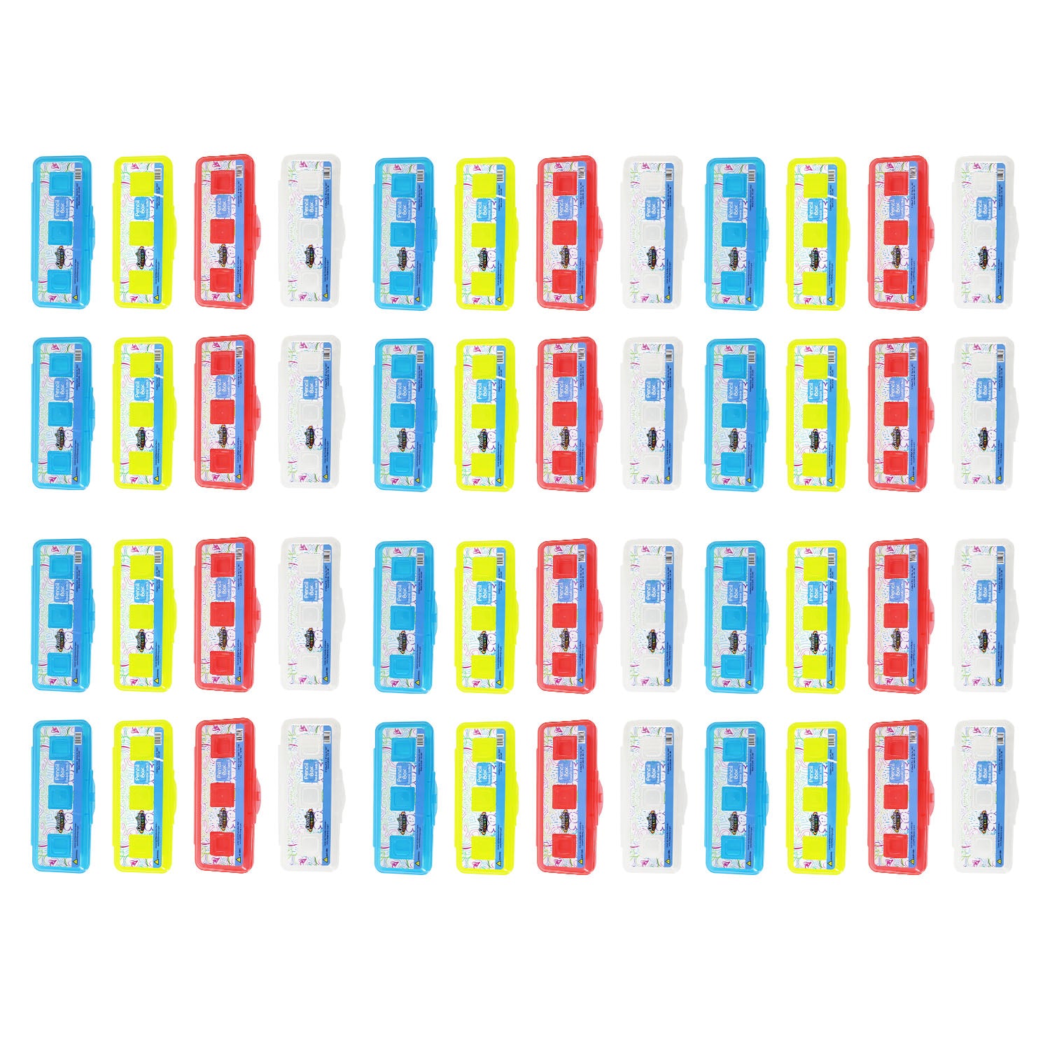 Assorted Color Pencil Boxes - Bulk School Supplies Wholesale Case of 48 Pencil Boxes