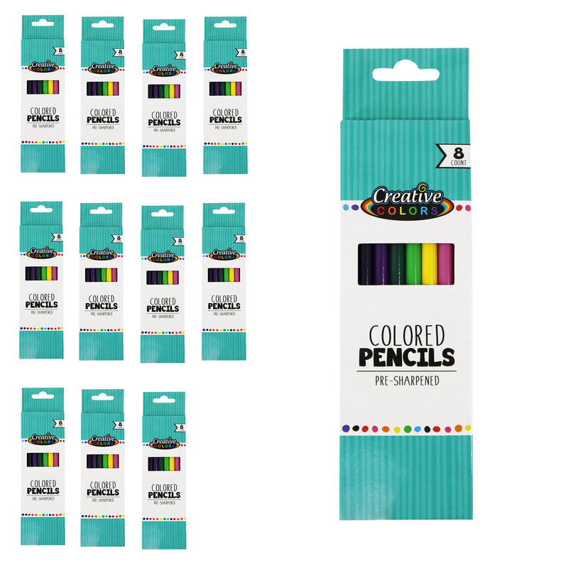 8 Pack of Colored Pencils - Bulk School Supplies Wholesale Case of 96